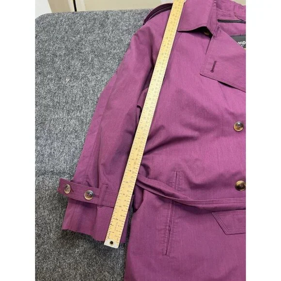 Vintage London Fog Purple Collared Trench Rain Coat With Liner Size 12 Reg - Picture 5 of 9